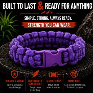 Paracord Survival Bracelet – Royal Purple Snake Knot